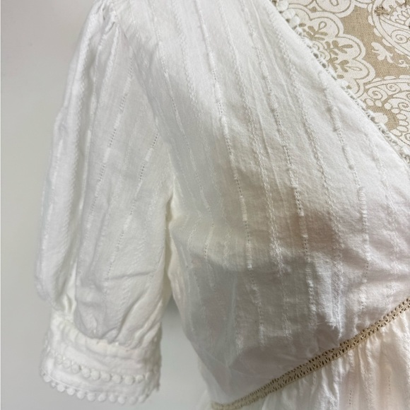 Revolve Tularosa Size Medium Lou Short Sleeve V Neck Midi Dress White Sundress - Picture 7 of 13